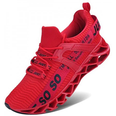 Mens Runing Shoes Walking Non Slip Blade Type Sneakers Red