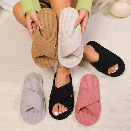 Women's Autumn And Winter Indoor Thick-Soled Warm Plush Cotton Slippers